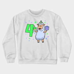 I am 4 with sheep - girl birthday 4 years old Crewneck Sweatshirt